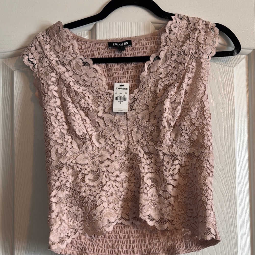Express Women's Lace Top - Pink
